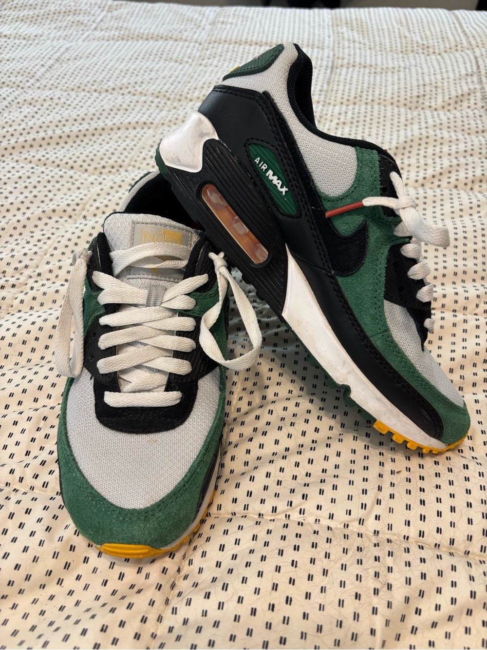 Nike Air Max Men's Sneakers in Green/Black/Gray with Yellow Accents